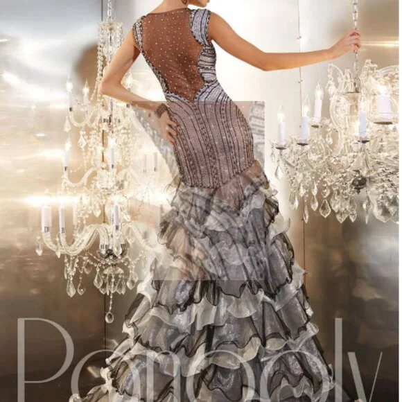 knee length dresses for ladies Candice Metallic Organza Bridal Gown Xs / Raisin